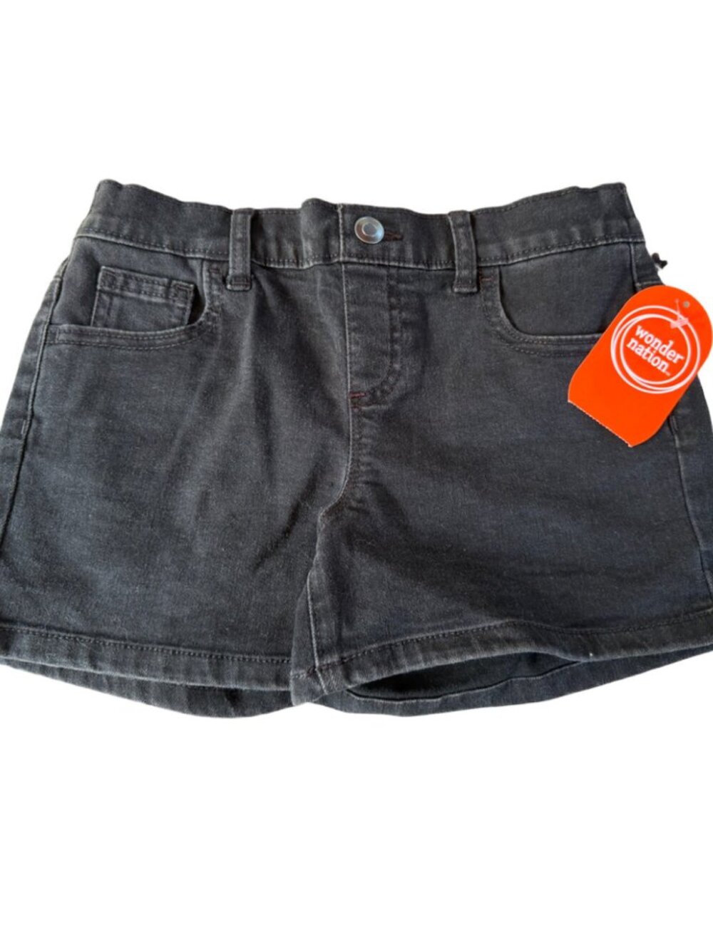 Wonder Nation Black Wash Denim Shorts Size M Girls 7-8 Elastic Back Waistband